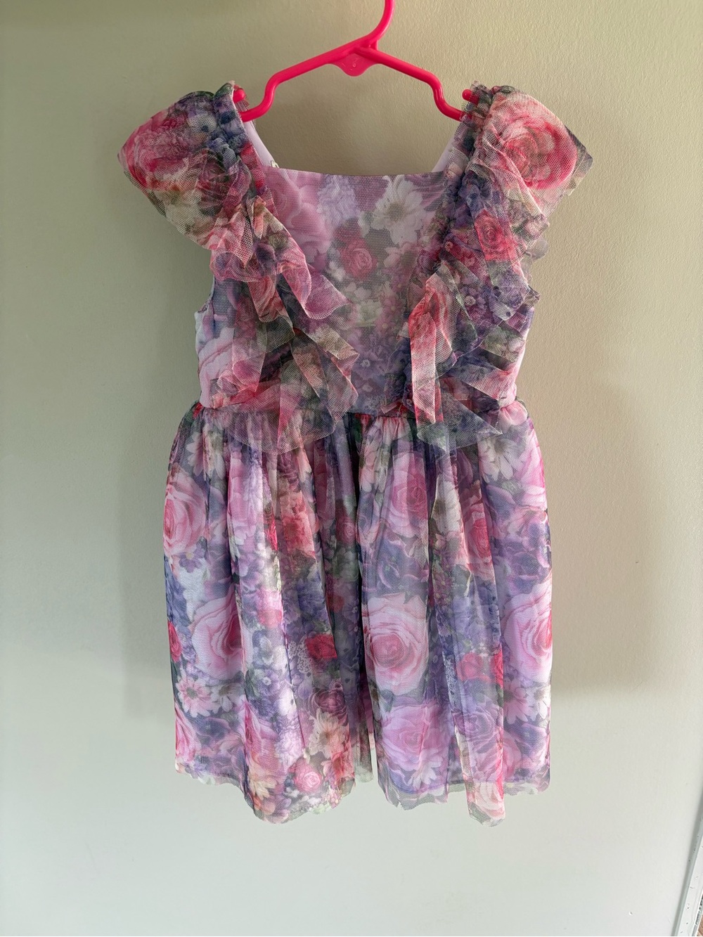 Pippa & Julie Pink and Purple Floral Ruffle Dress